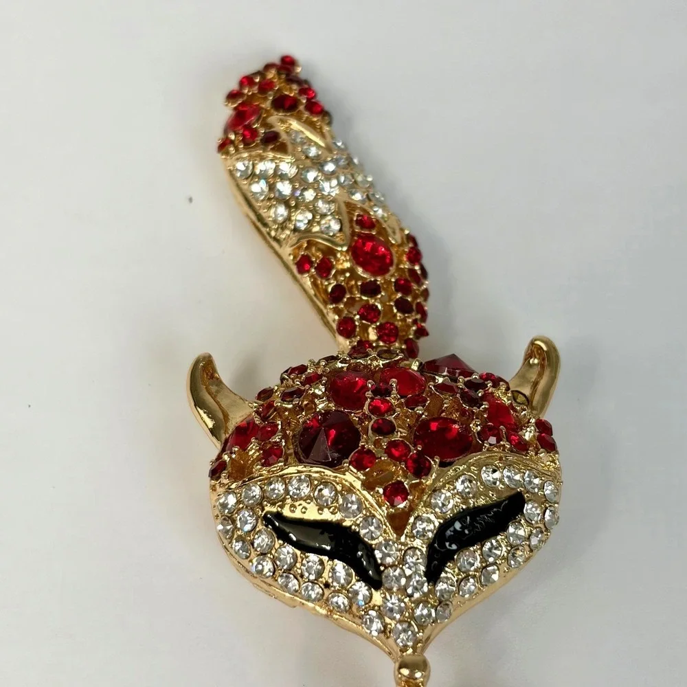 Boutique Fox Keychain Moving Tail‎ Red Rhinestone Gold Bling Bag Charm Y2K Gift